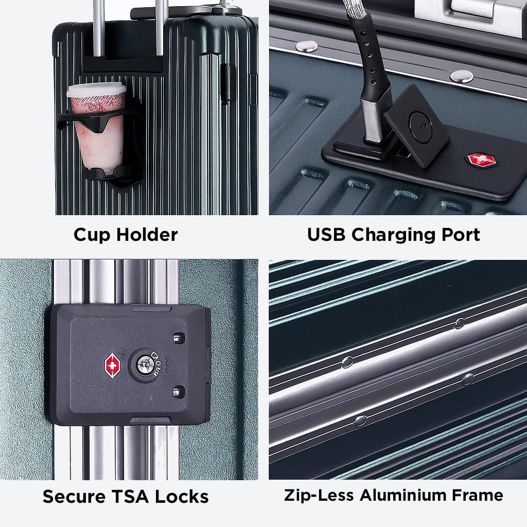 Polycarbonate Carry-On Cabin Trolley | 22-Inch - Forest Green