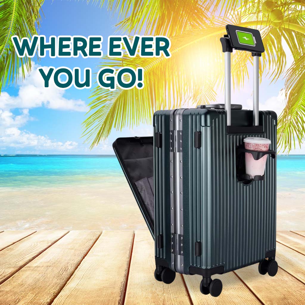 Polycarbonate Carry-On Cabin Trolley | 22-Inch - Forest Green