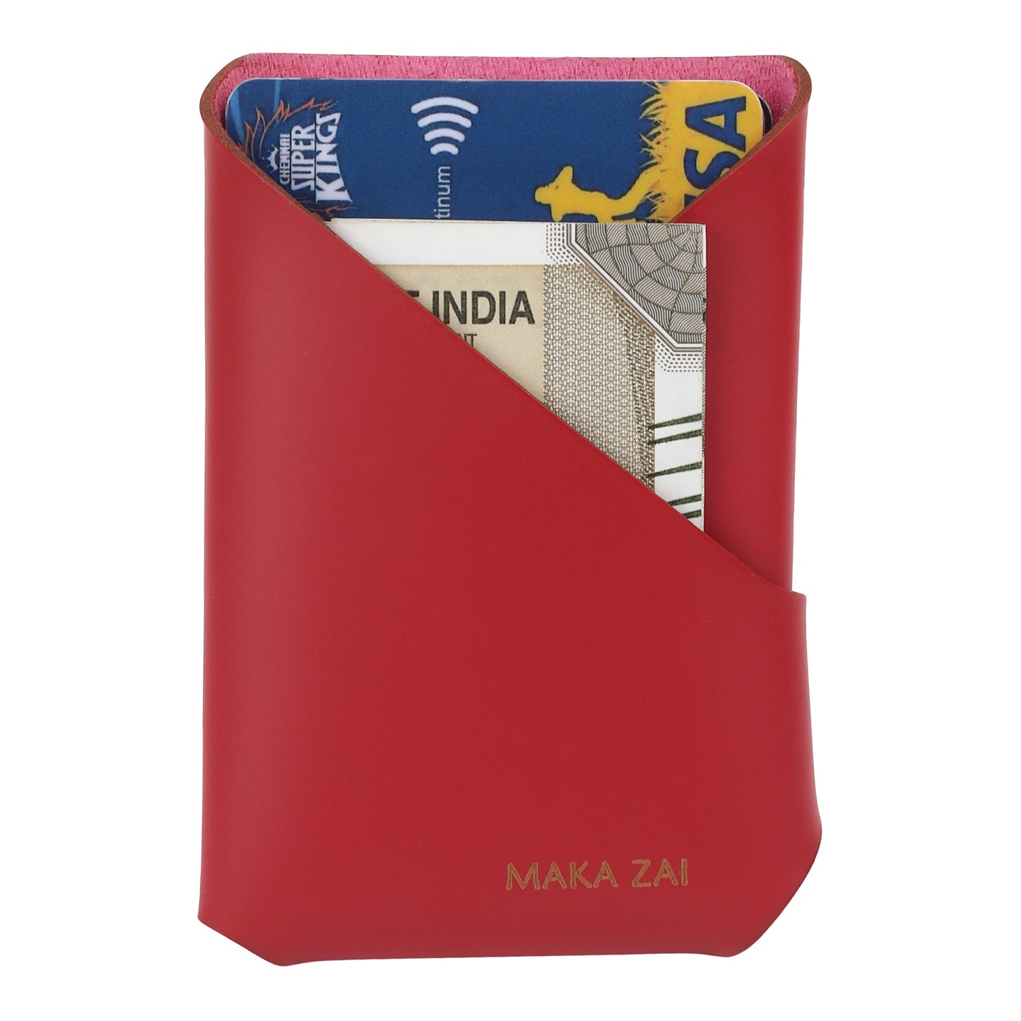 Modern Red Ultra-Slim Vegan Leather Unisex Wallet & Card Holder for Men & Women| Atom Edition by MAKA ZAI