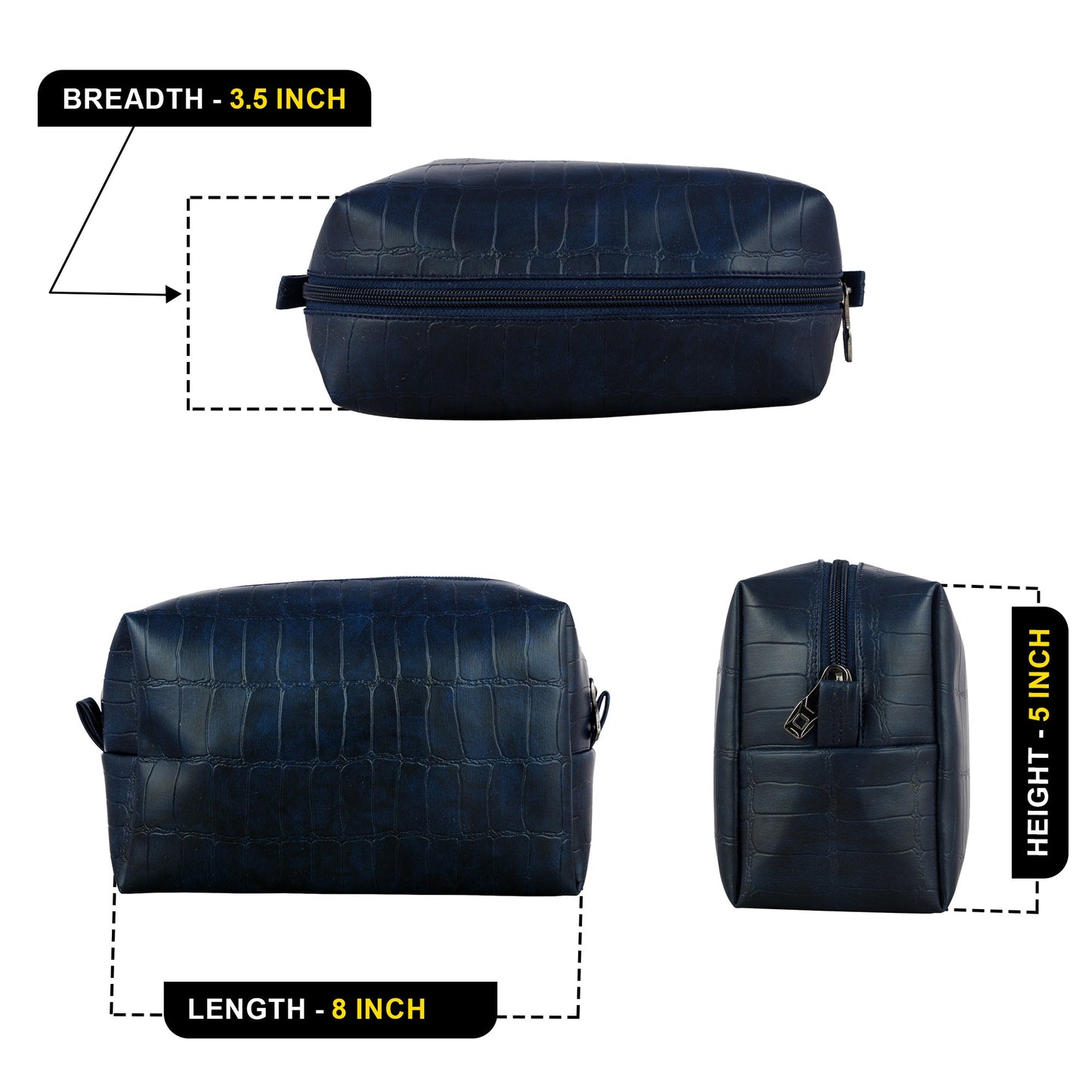 Toiletry Bag for Men| Spacious Alligator Navy Shade Pouch| MAKA ZAI