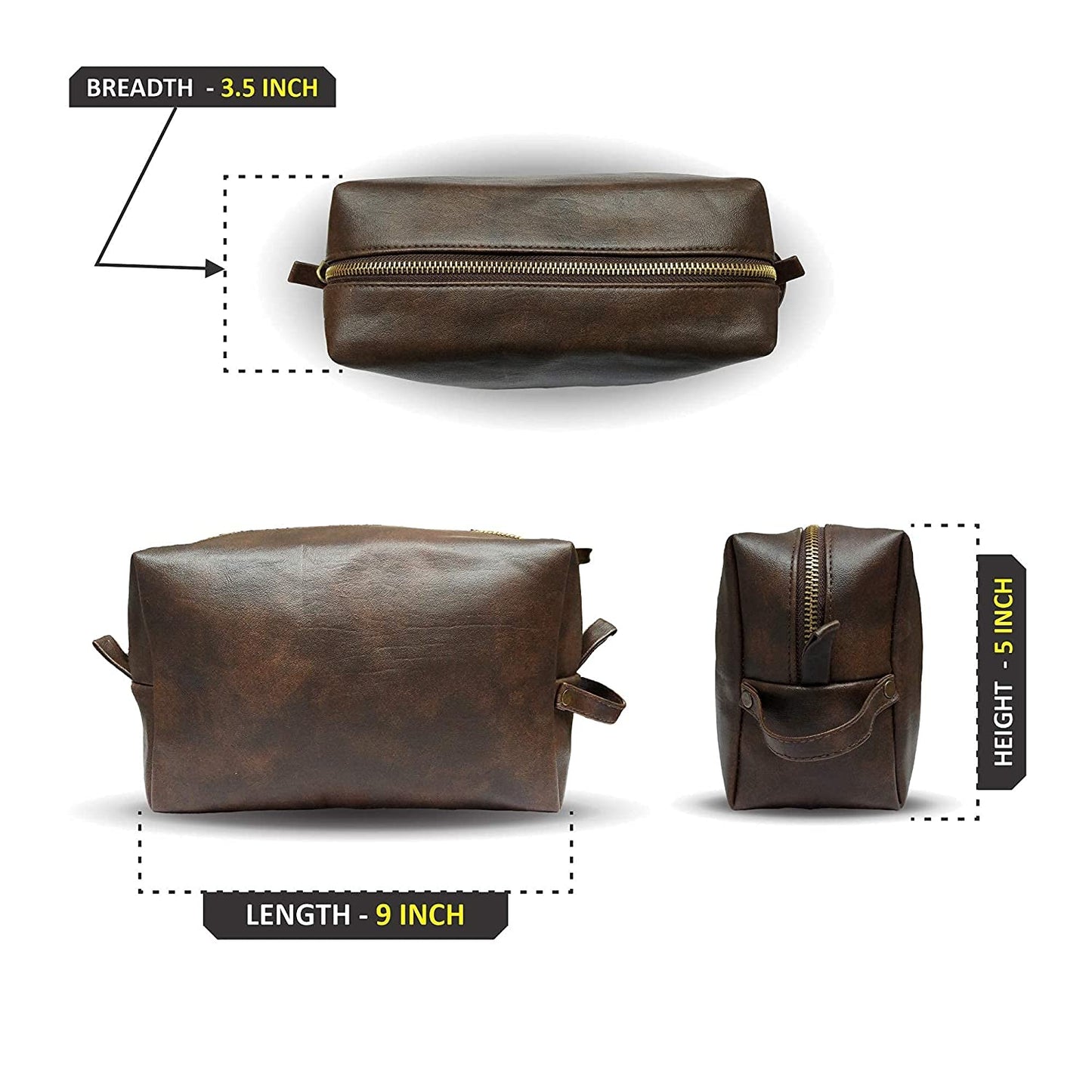 Vegan Leather Toiletry Bag for Men| Premium Tan Shade Spacious Pouch| MAKA ZAI